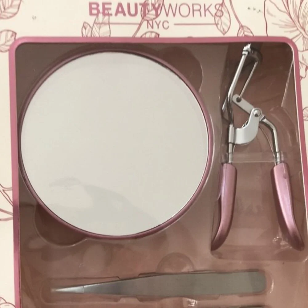 Eyelash curler tweezer mirror brush set new